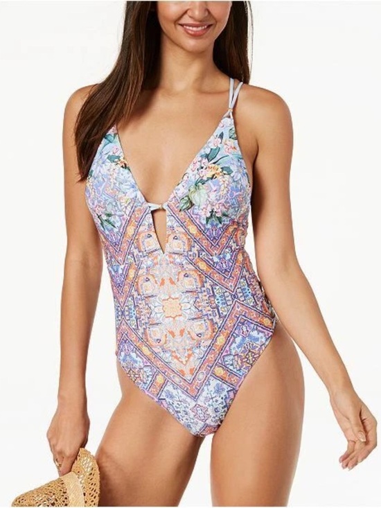 Nanette Lepore Other - Nanette Lepore V-Neck Floral Mosaic One-Piece Swimsuit